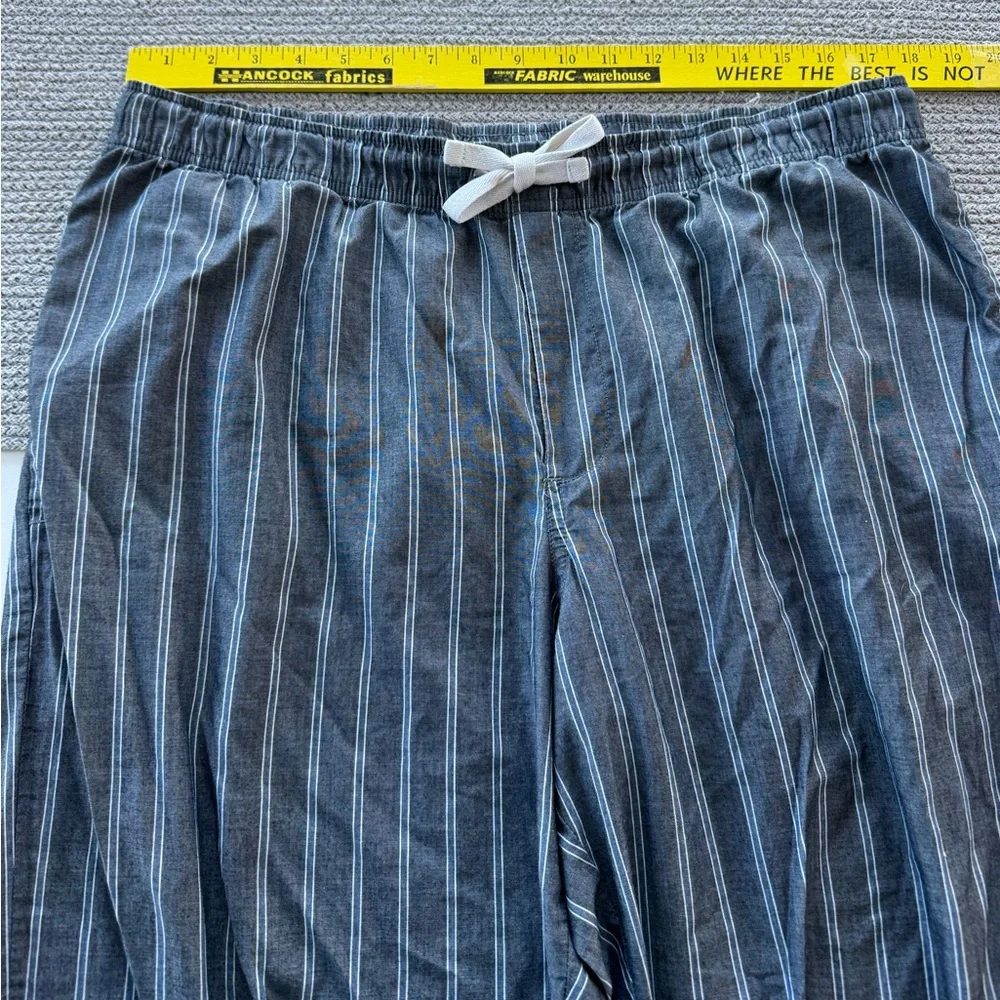 Vintage Merona Charcoal Gray White Pinstripe Wide Leg Pajama Pants Size Large